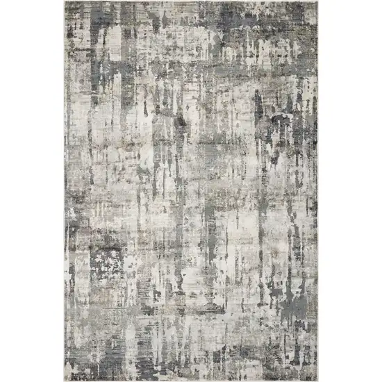 Grey Machine Woven Abstract Drip Indoor Area Rug Photo 2