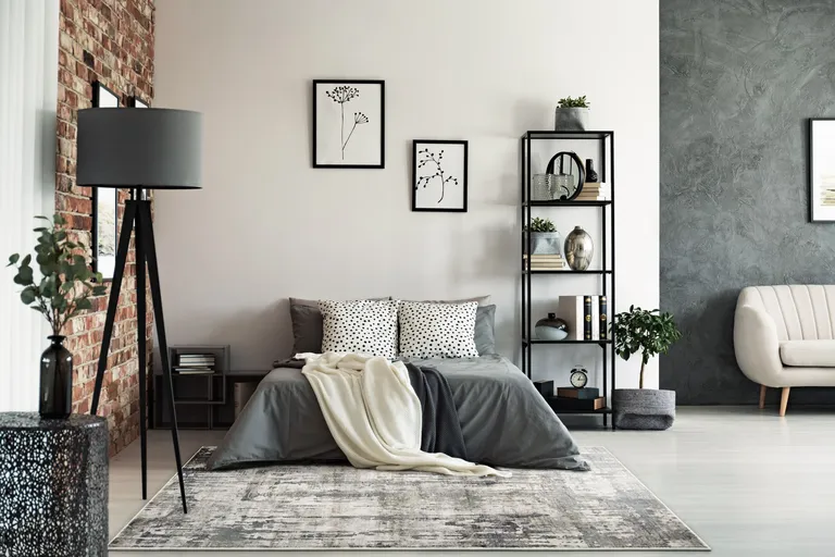 Grey Machine Woven Abstract Drip Indoor Area Rug Photo 5