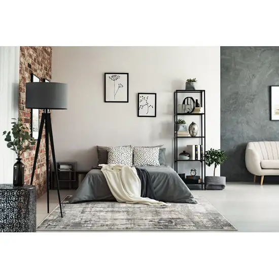 Grey Machine Woven Abstract Drip Indoor Area Rug Photo 5