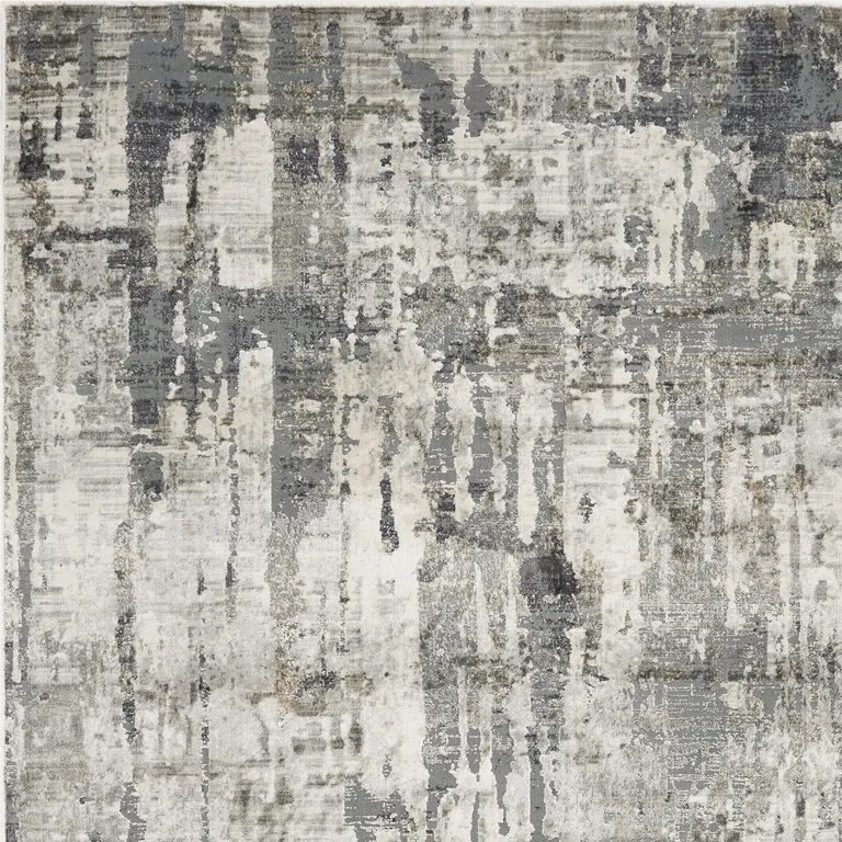 Grey Machine Woven Abstract Drip Indoor Area Rug Photo 3
