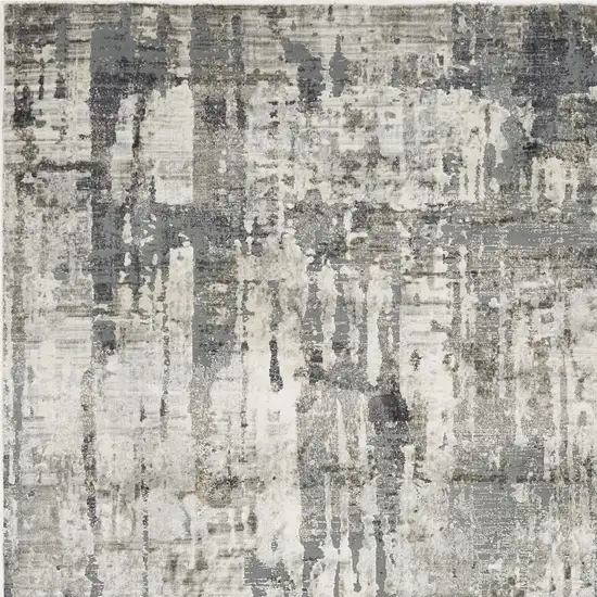 Grey Machine Woven Abstract Drip Indoor Area Rug Photo 3
