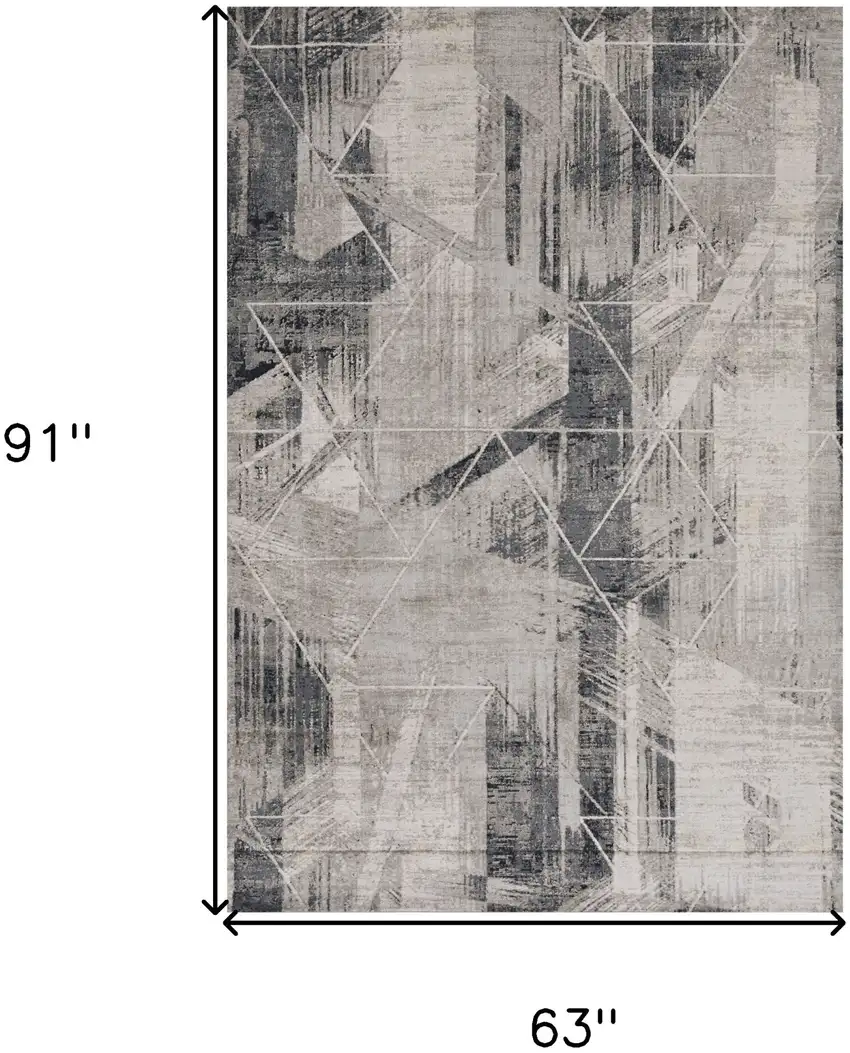 Grey Machine Woven Abstract Geometric Indoor Area Rug Photo 3