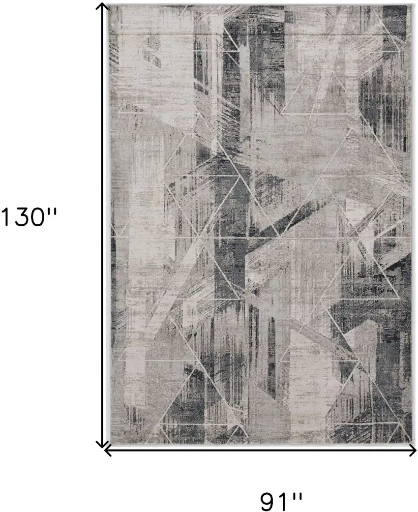 Grey Machine Woven Abstract Geometric Indoor Area Rug Photo 3