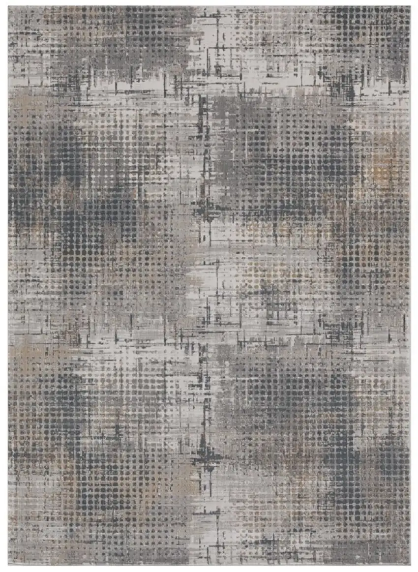 Ivory And Gray Abstract Area Rug Photo 1