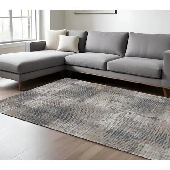 Ivory And Gray Abstract Area Rug Photo 2