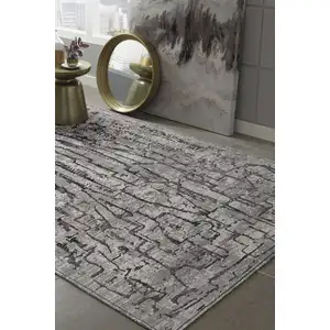 Photo of Grey Machine Woven Abstract  Indoor Area Rug