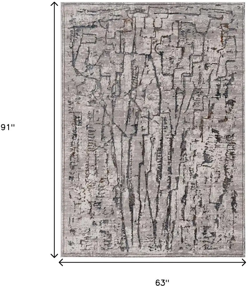 Gray And Black Abstract Distressed Area Rug Photo 3