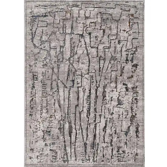 Gray And Black Abstract Distressed Area Rug Photo 2