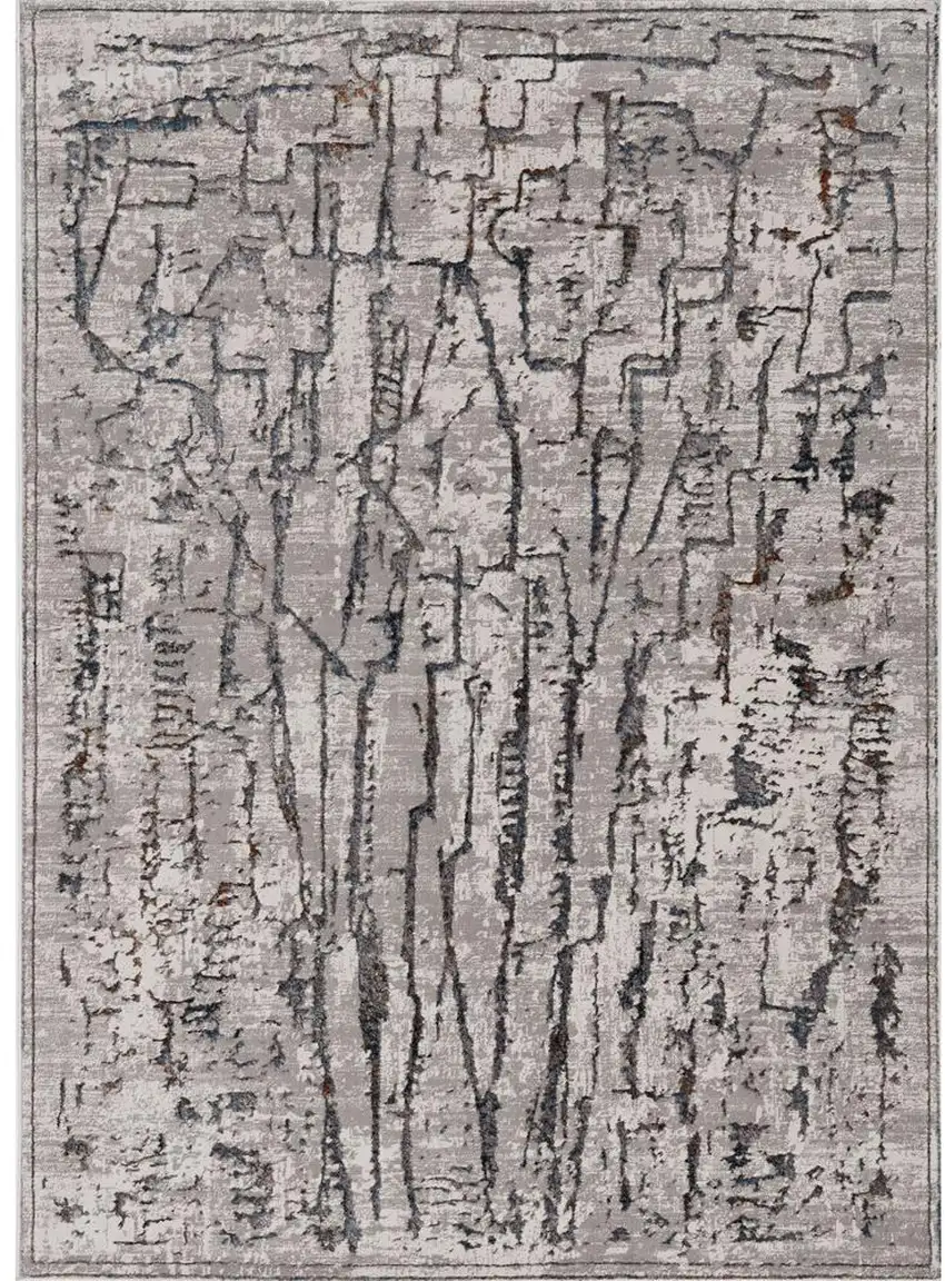 Gray And Black Abstract Distressed Area Rug Photo 2