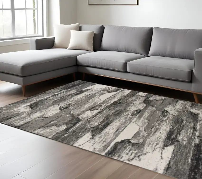 Gray Abstract Area Rug Photo 1