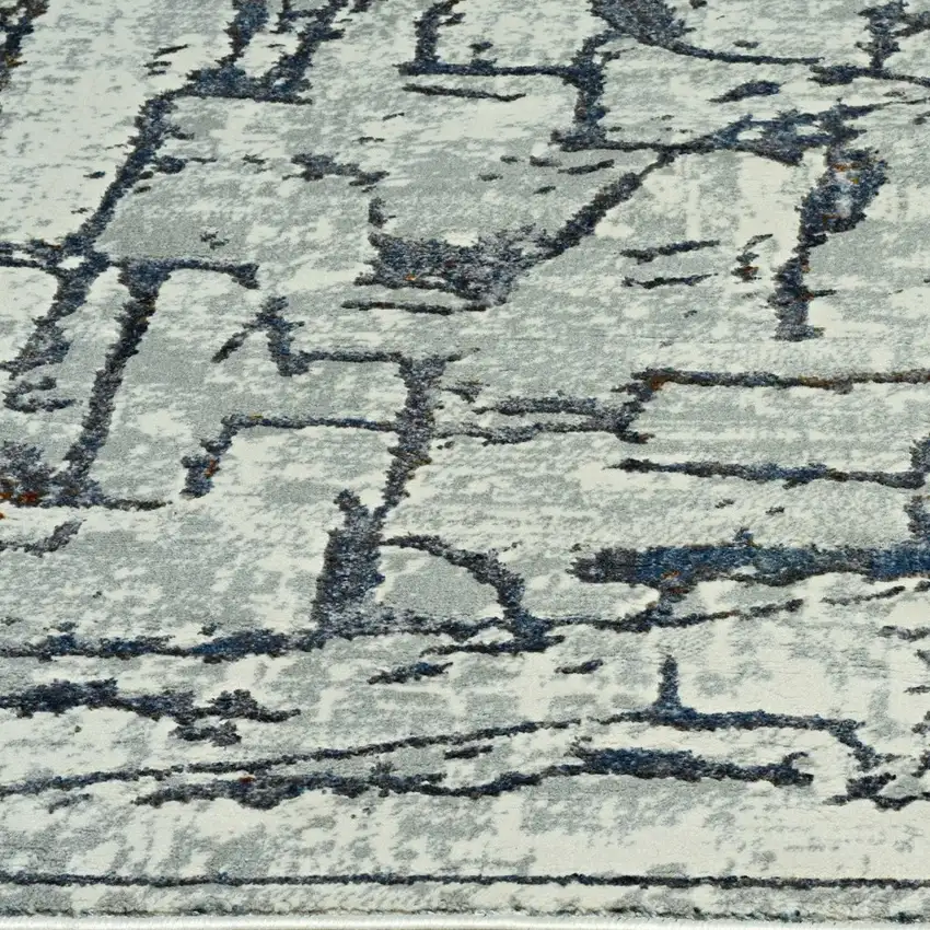 7' Grey Machine Woven Abstract  Indoor Runner Rug Photo 5