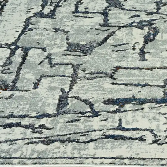 7' Grey Machine Woven Abstract  Indoor Runner Rug Photo 5