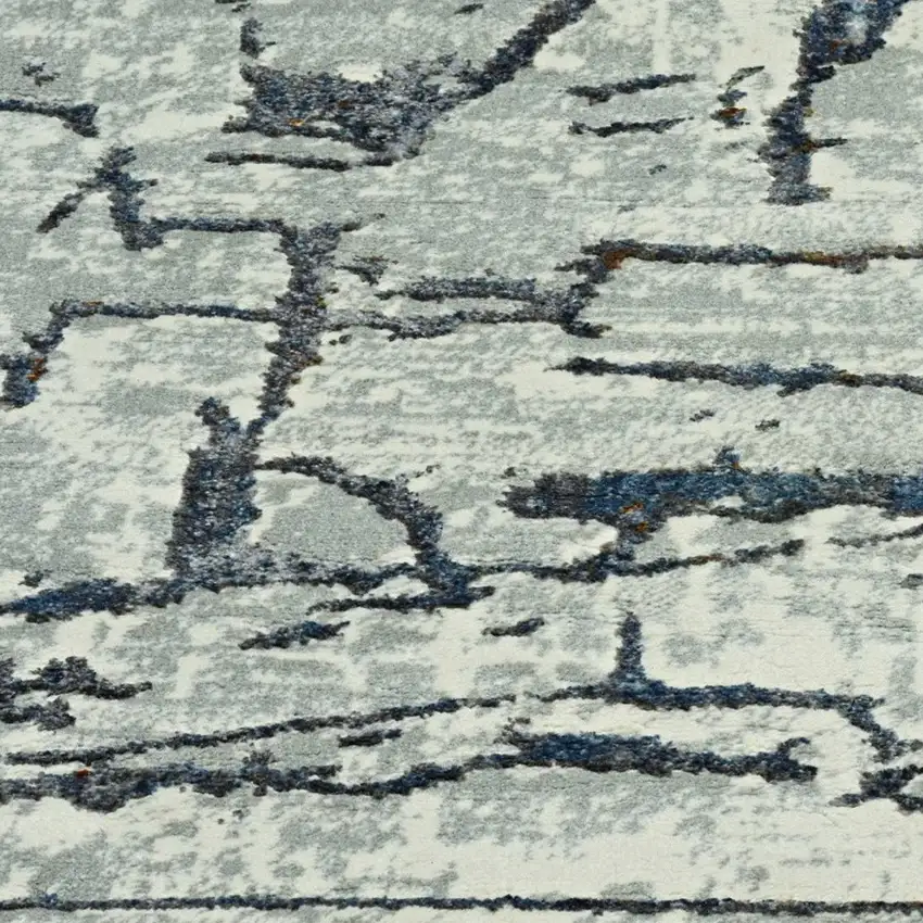 7' Grey Machine Woven Abstract  Indoor Runner Rug Photo 4