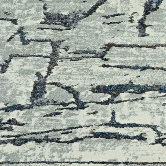 7' Grey Machine Woven Abstract  Indoor Runner Rug Photo 4