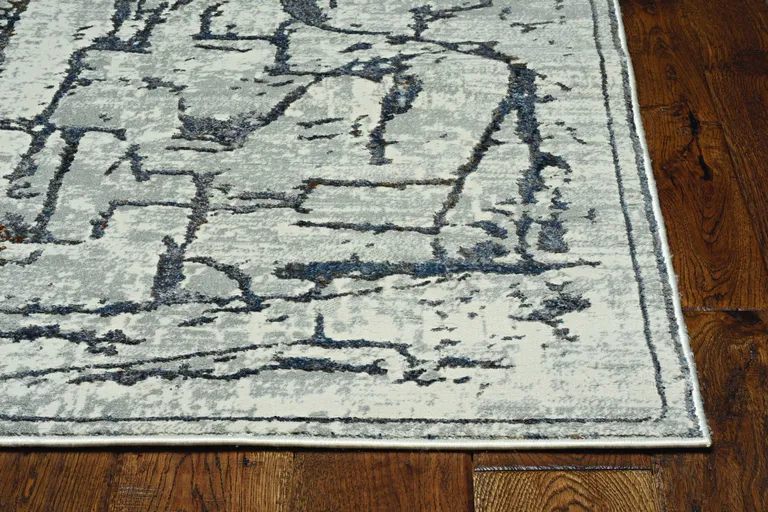 Grey Machine Woven Abstract  Indoor Runner Rug Photo 1