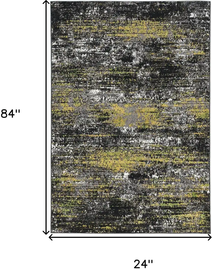 7' Grey Machine Woven Abstract Indoor Runner Rug Photo 3