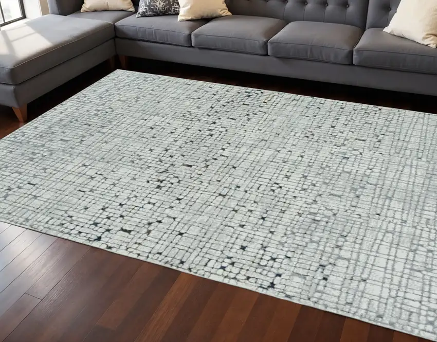 7' Gray And Black Abstract Area Rug Photo 1