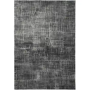 Photo of Grey Machine Woven Abstract Scratch Indoor Area Rug