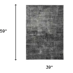 Photo of Grey Machine Woven Abstract Scratch Indoor Area Rug