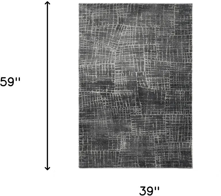 Grey Machine Woven Abstract Scratch Indoor Area Rug Photo 1