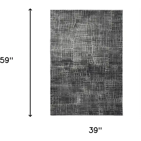 Gray And Dark Gray Abstract Area Rug Photo 5