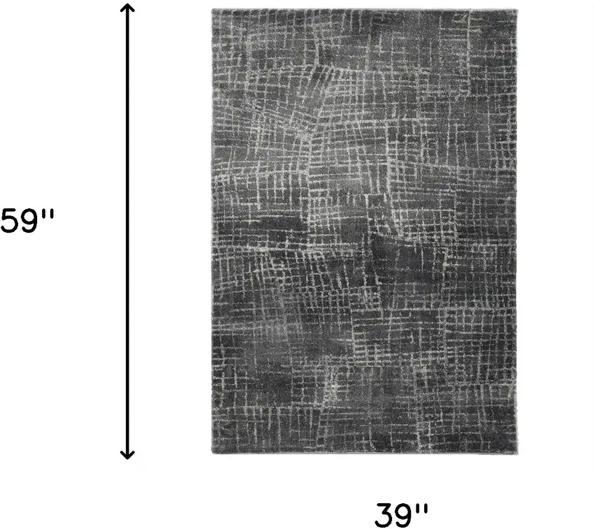 Gray And Dark Gray Abstract Area Rug Photo 5