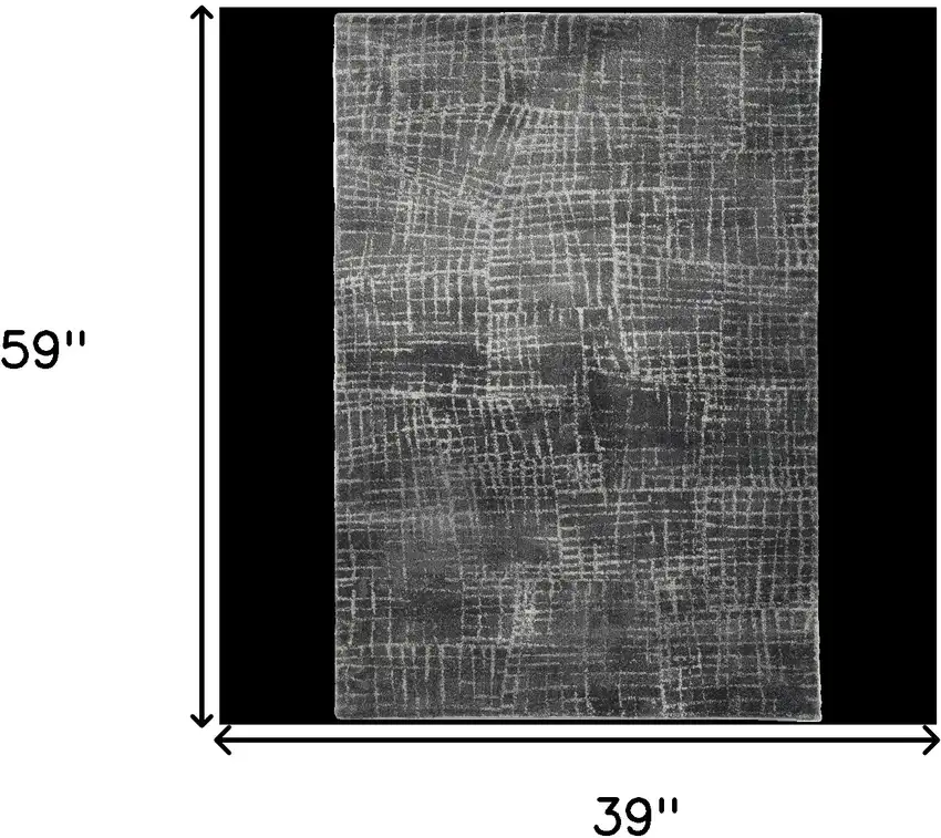 3'X5' Grey Machine Woven Abstract Scratch Indoor Area Rug Photo 6