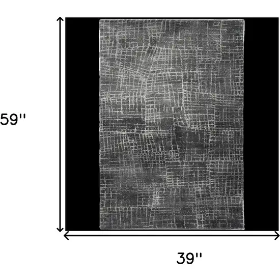 3'X5' Grey Machine Woven Abstract Scratch Indoor Area Rug Photo 6