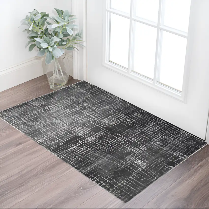 Gray And Dark Gray Abstract Area Rug Photo 1