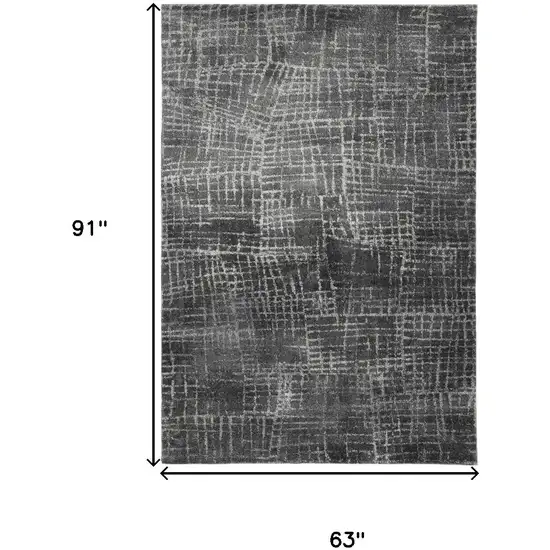 Gray And Dark Gray Abstract Distressed Area Rug Photo 8