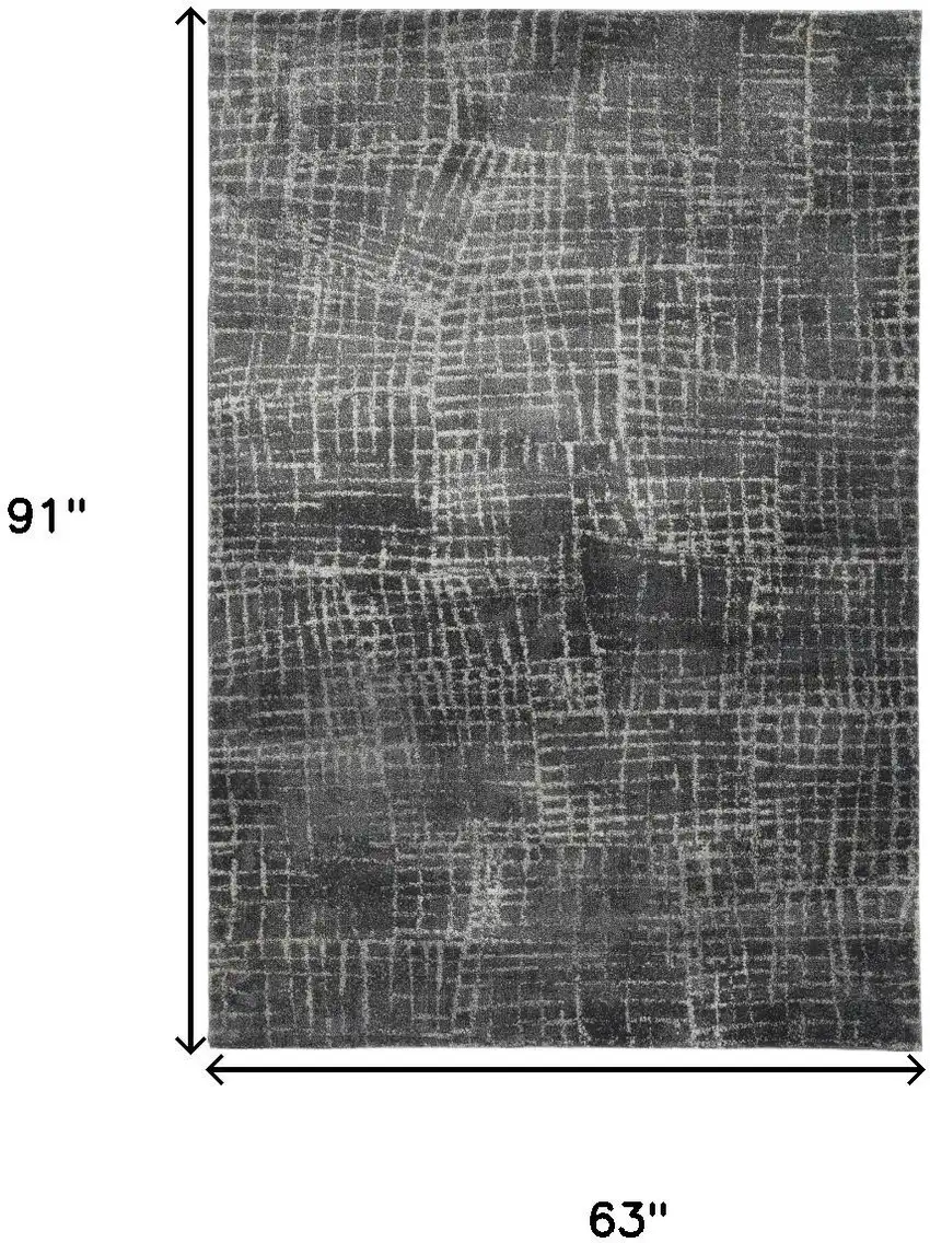 Gray And Dark Gray Abstract Distressed Area Rug Photo 8