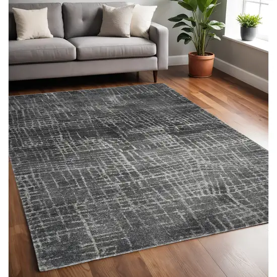 Gray And Dark Gray Abstract Distressed Area Rug Photo 2