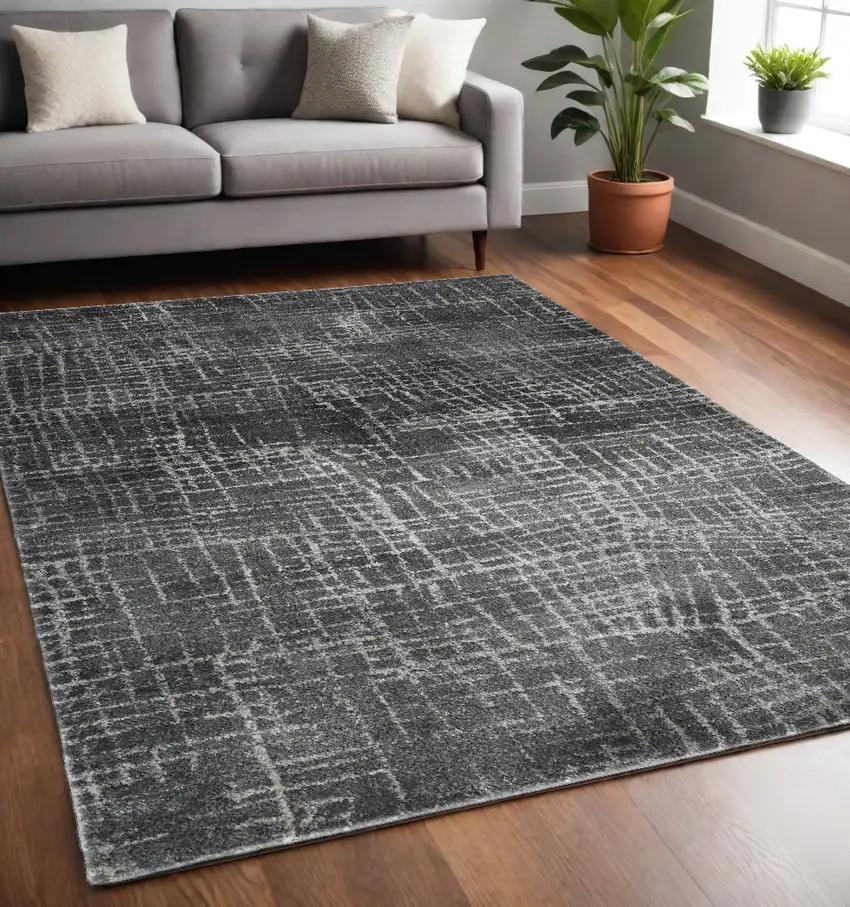 Grey Machine Woven Abstract Scratch Indoor Area Rug Photo 1