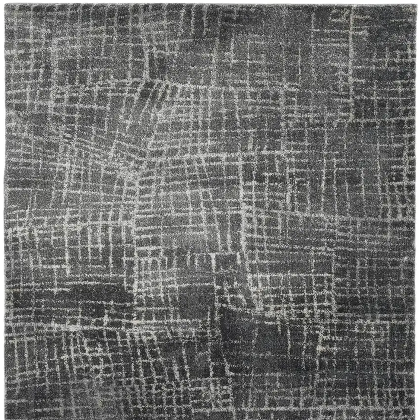 Gray And Dark Gray Abstract Distressed Area Rug Photo 4