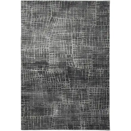 Gray And Dark Gray Abstract Distressed Area Rug Photo 1