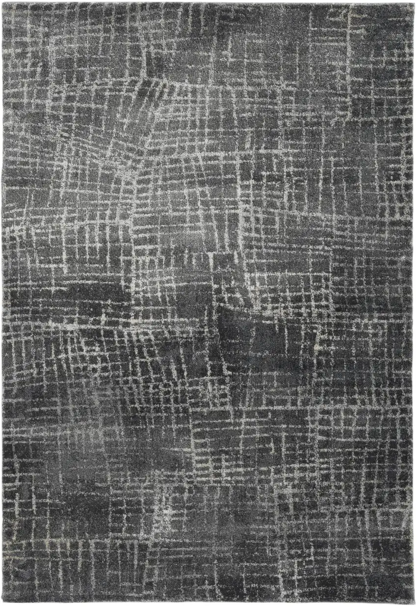 Gray And Dark Gray Abstract Distressed Area Rug Photo 1