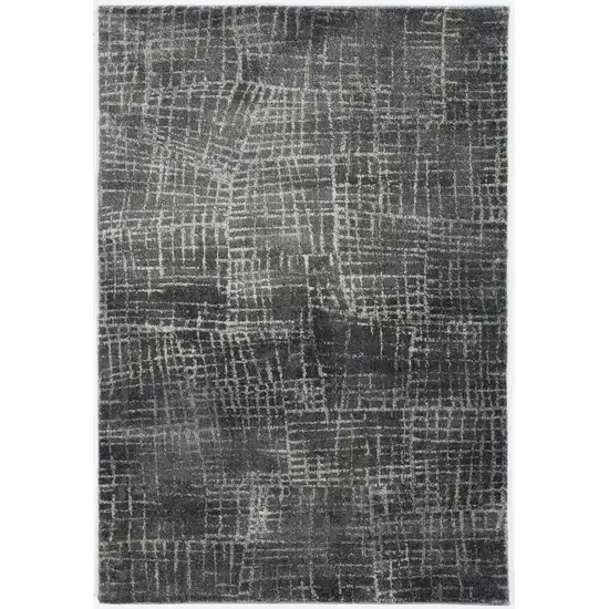 Gray And Dark Gray Abstract Distressed Area Rug Photo 7