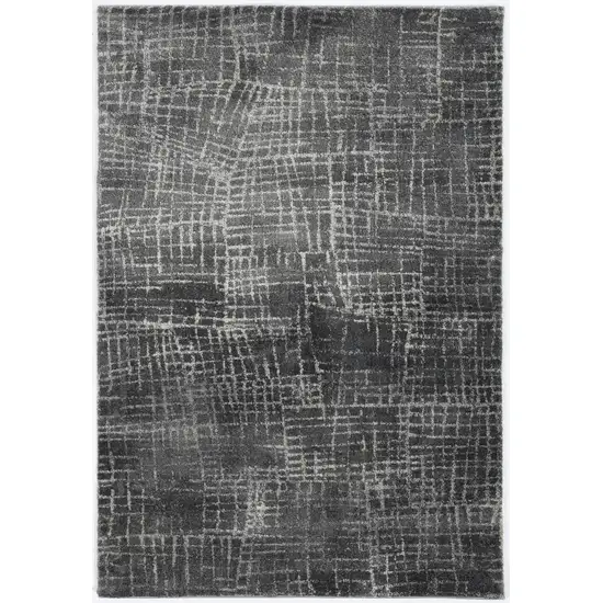 Gray And Dark Gray Abstract Distressed Area Rug Photo 5