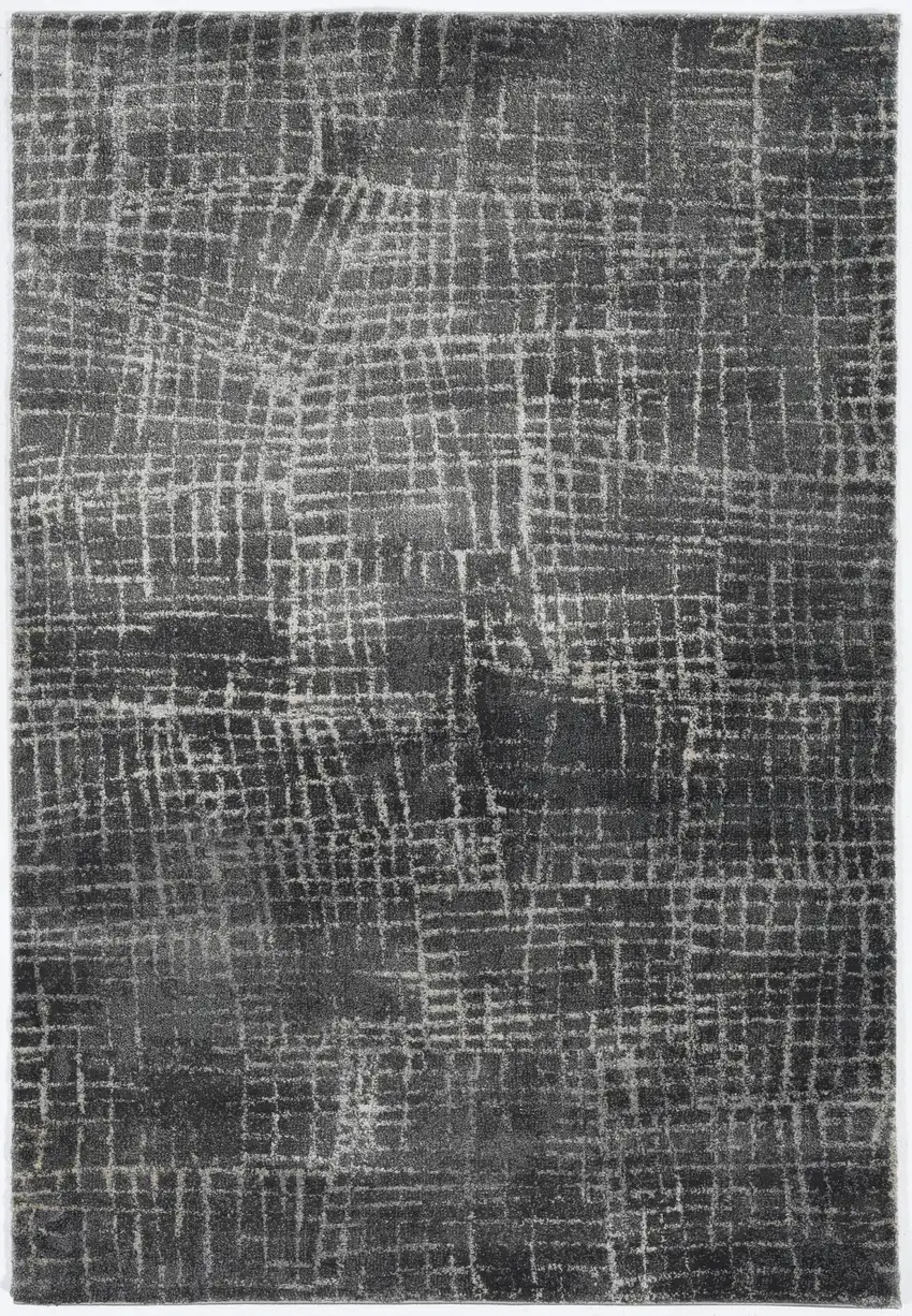 Gray And Dark Gray Abstract Distressed Area Rug Photo 5