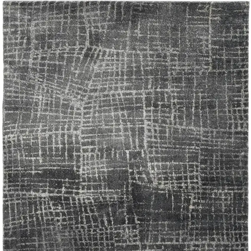 Gray And Dark Gray Abstract Distressed Area Rug Photo 6