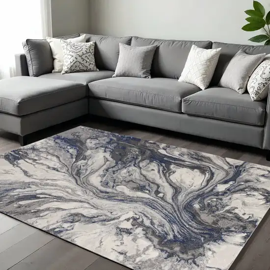 Blue And Gray Abstract Area Rug Photo 1