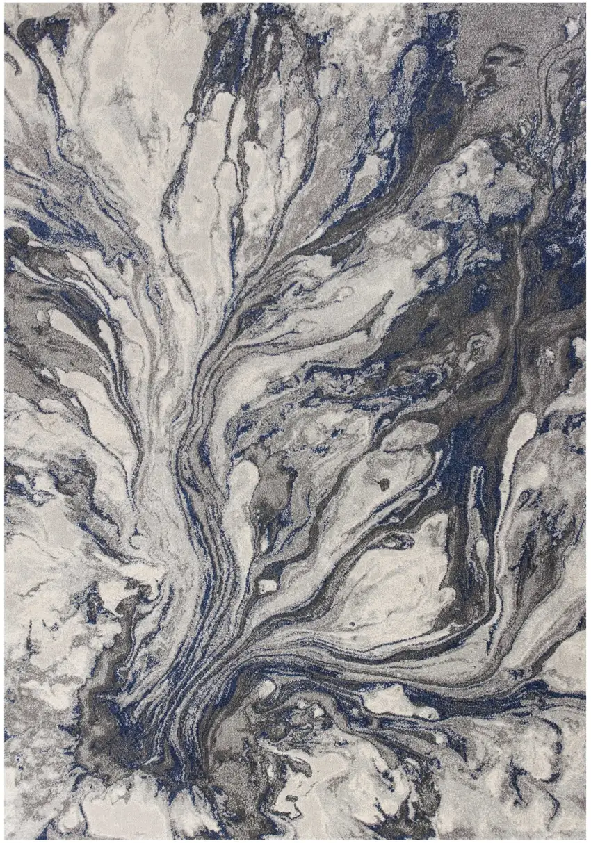 8'X11' Grey Machine Woven Abstract Watercolor Indoor Area Rug Photo 2