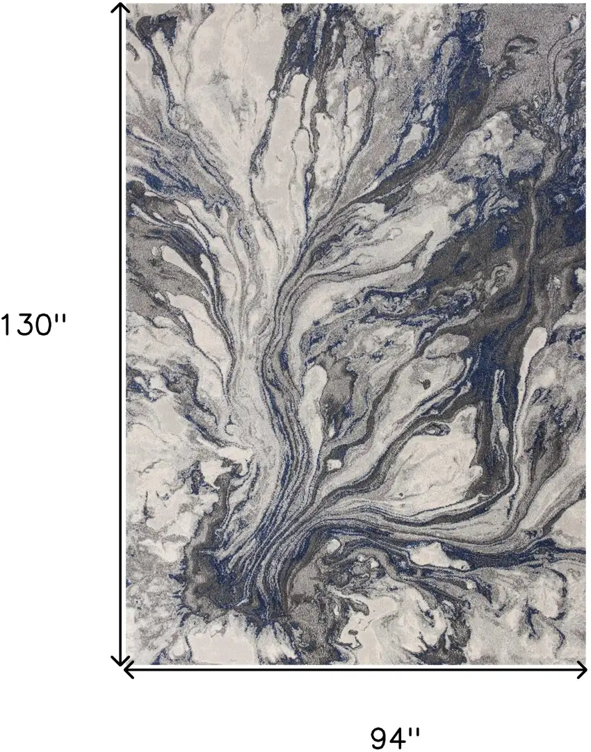 8'X11' Grey Machine Woven Abstract Watercolor Indoor Area Rug Photo 3