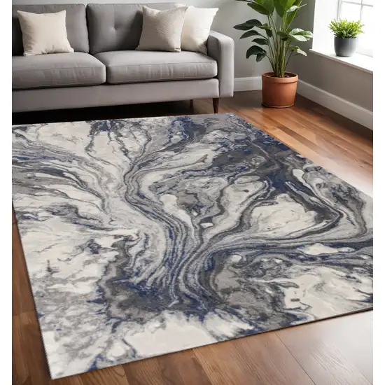 Blue And Gray Abstract Area Rug Photo 1