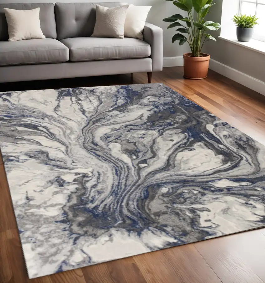 Blue And Gray Abstract Area Rug Photo 1