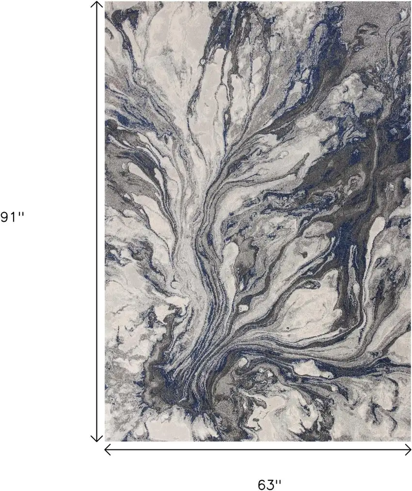 Blue And Gray Abstract Area Rug Photo 3