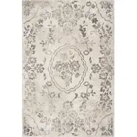 Photo of Grey Machine Woven Distressed Floral Medallion Indoor Area Rug