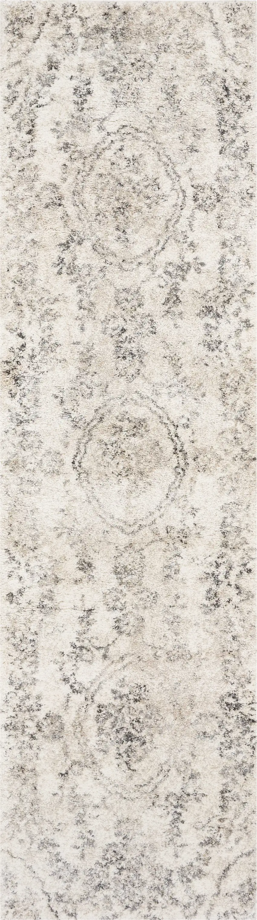 Gray Floral Distressed Runner Rug Photo 5