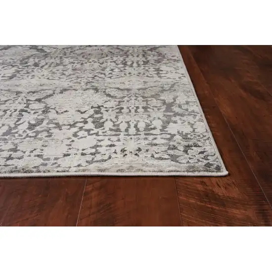 Grey Machine Woven Distressed Floral Traditional Indoor Area Rug Photo 4
