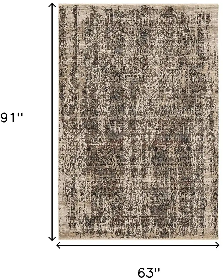 Grey Machine Woven Distressed Traditional Indoor Area Rug Photo 3